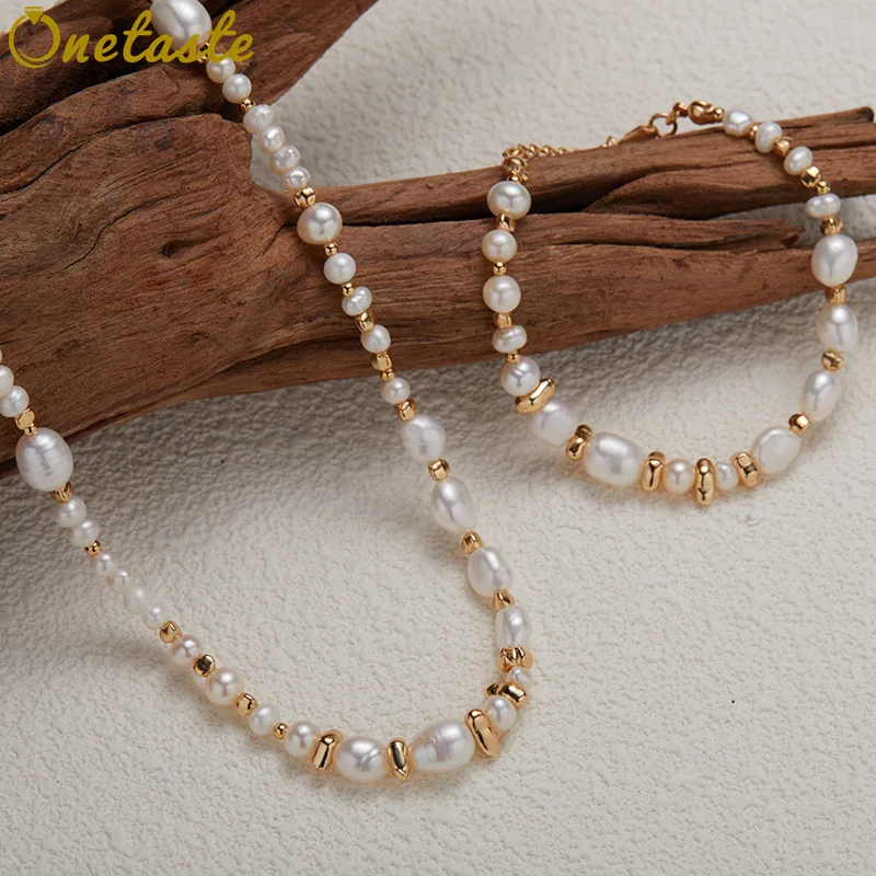 

Baroque Pearl S925 Silver Gold Plated Beaded Strand Jewelry Sets With Necklace And Bracelet For Women Dainty Luxury Trendy Gift