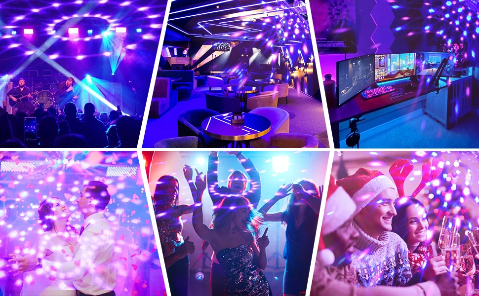 U'King 8PCS UV LED Bühne Disco Licht Rotierenden DJ Ball Strobe Fernbedienung Sound Control Magic Ball Licht Party Club wirkung Bühne Licht – Detail 2