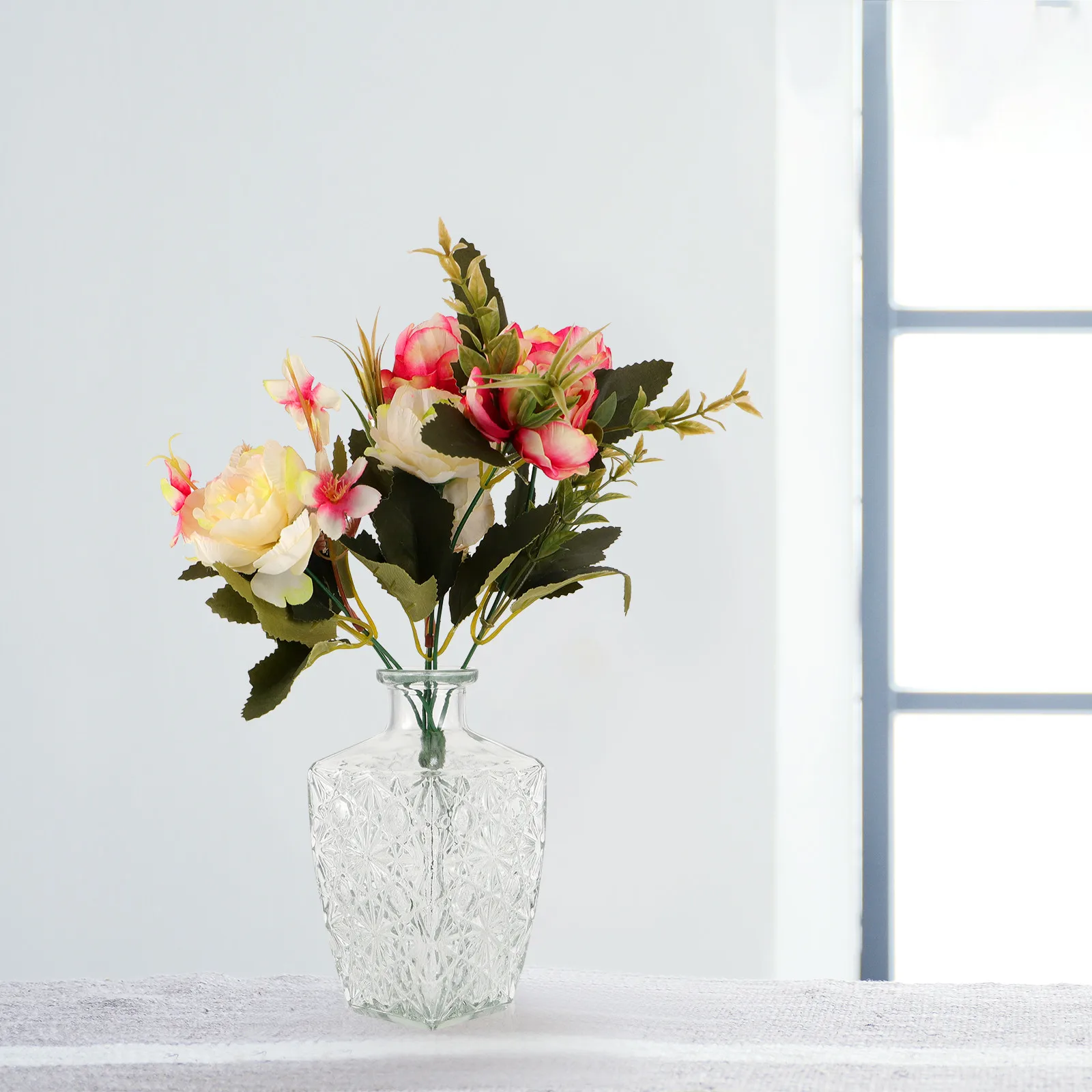 2Pcs Transparent Glass Flower Vase Set Gentle Minimalist Design Delicate Tabletop Vase for Home Decor Floral Arrangement Art