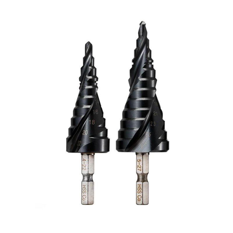 M35 Cobalt TiAlN Coated Step Drill Bit 1/4 Inch Hex Shank High Speed Steel Metal Drilling Hole Opener For Stainless Steel