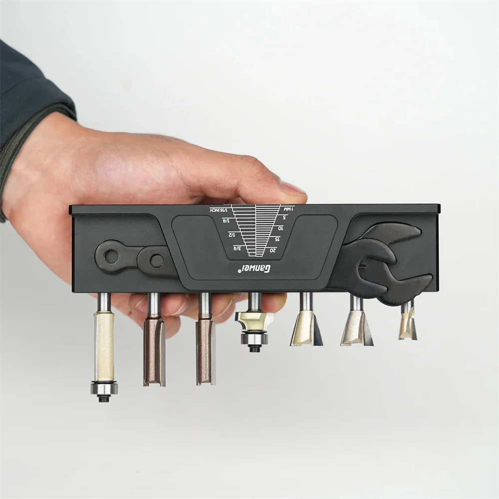 النجارة قاطعة المطحنة حامل بأكسيد 1/4 بوصة فتحات 7 ثقوب شفط المغناطيسي أداة المنظم وجع فتحة #4