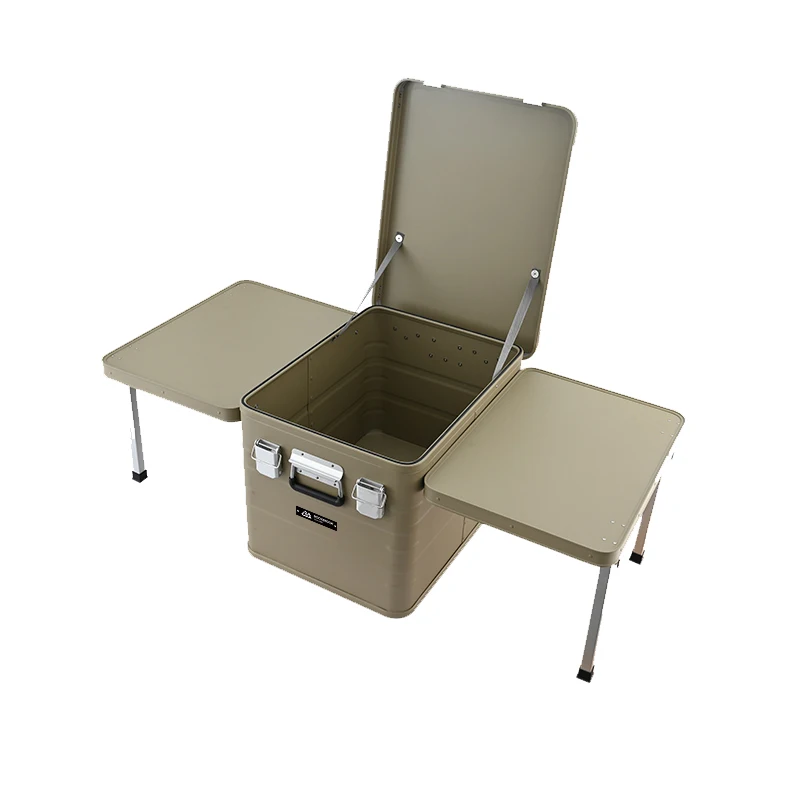 Contenitore da cucina in alluminio N10 84L Scatola da campeggio pieghevole nera per viaggi in auto Escursione nella natura