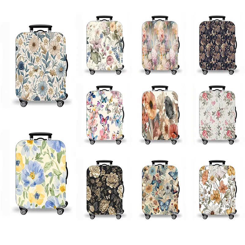 

Luggage Cover, Vintage Floral Print Stretch Suitcase Protector for Travel, 12 Styles Retro Flower Art Design