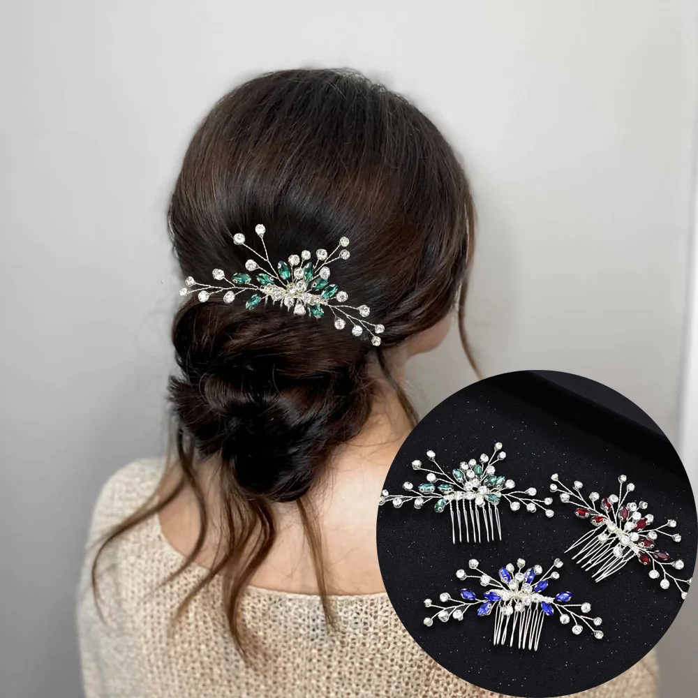 

A462 Rhinestone Bridal Hair Comb Wedding Headdres Handmade Bride Tiara Women Hair Ornament Party Headpieces Hair Accessories