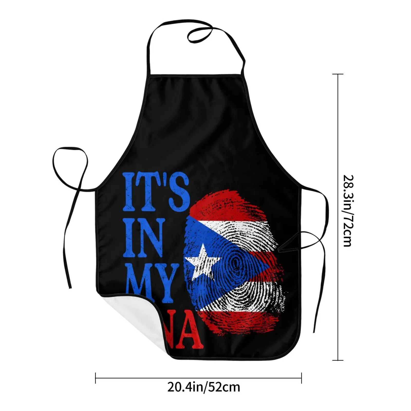 Puerto Rico Apron for Women Men Adults, Adjustable Bib Apron with Extra Long Ties for Cooking, Baking, Crafting, Gardening, Bbq