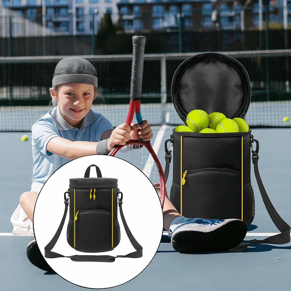 

new Sturdy Bottom Tennis Bag Portable Durable Baseball Bag Crossbody Multiple Pockets Lacrosse Ball Bag Training