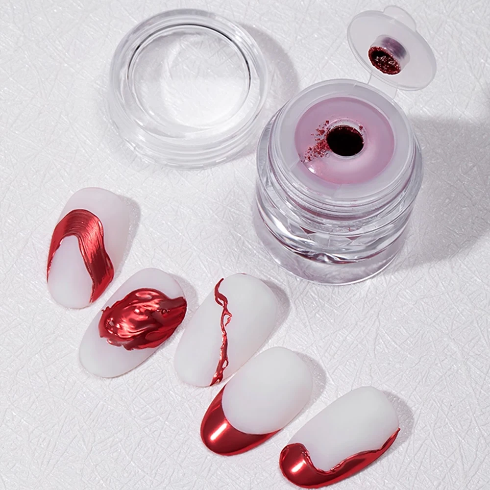 1Bottle New Year Red Metallic Mirror Nail Powder DIY Christmas Manicure Holographic 0.3g Super-Bright Chrome Rubbing Pigment