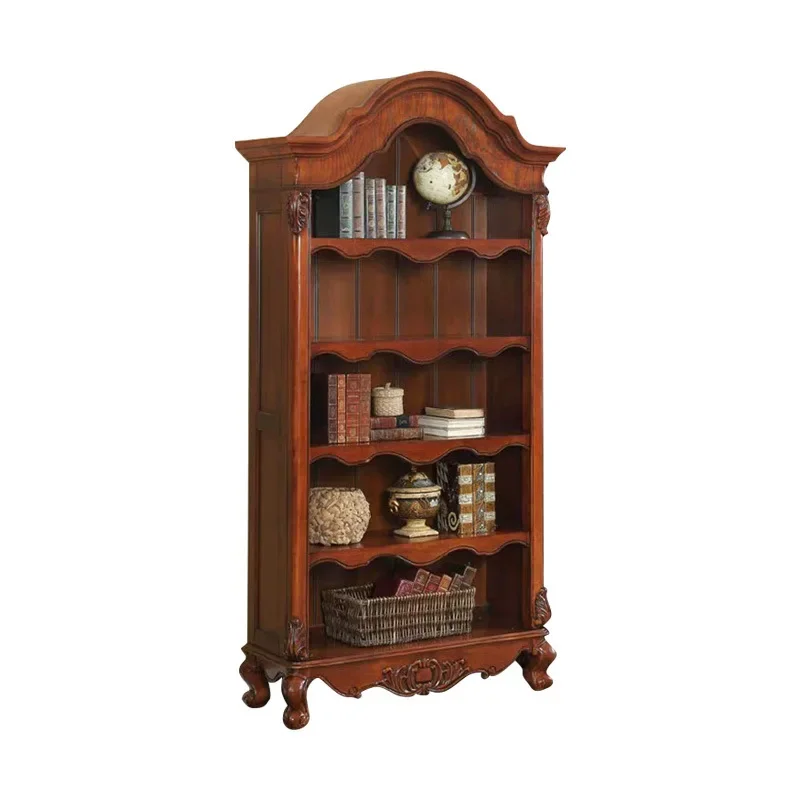 Retro American solid wood bookcase, open study locker