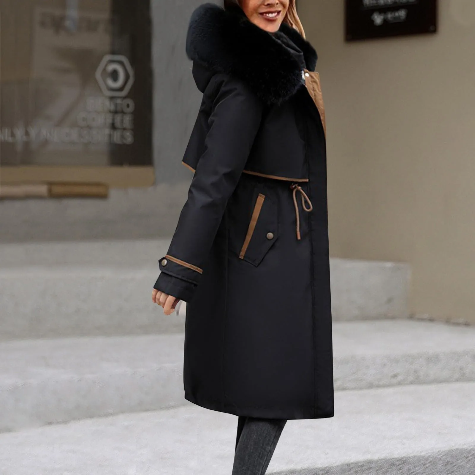 Korean Style Women'S Mid Length Cotton Jacket Hoodie Fit Women