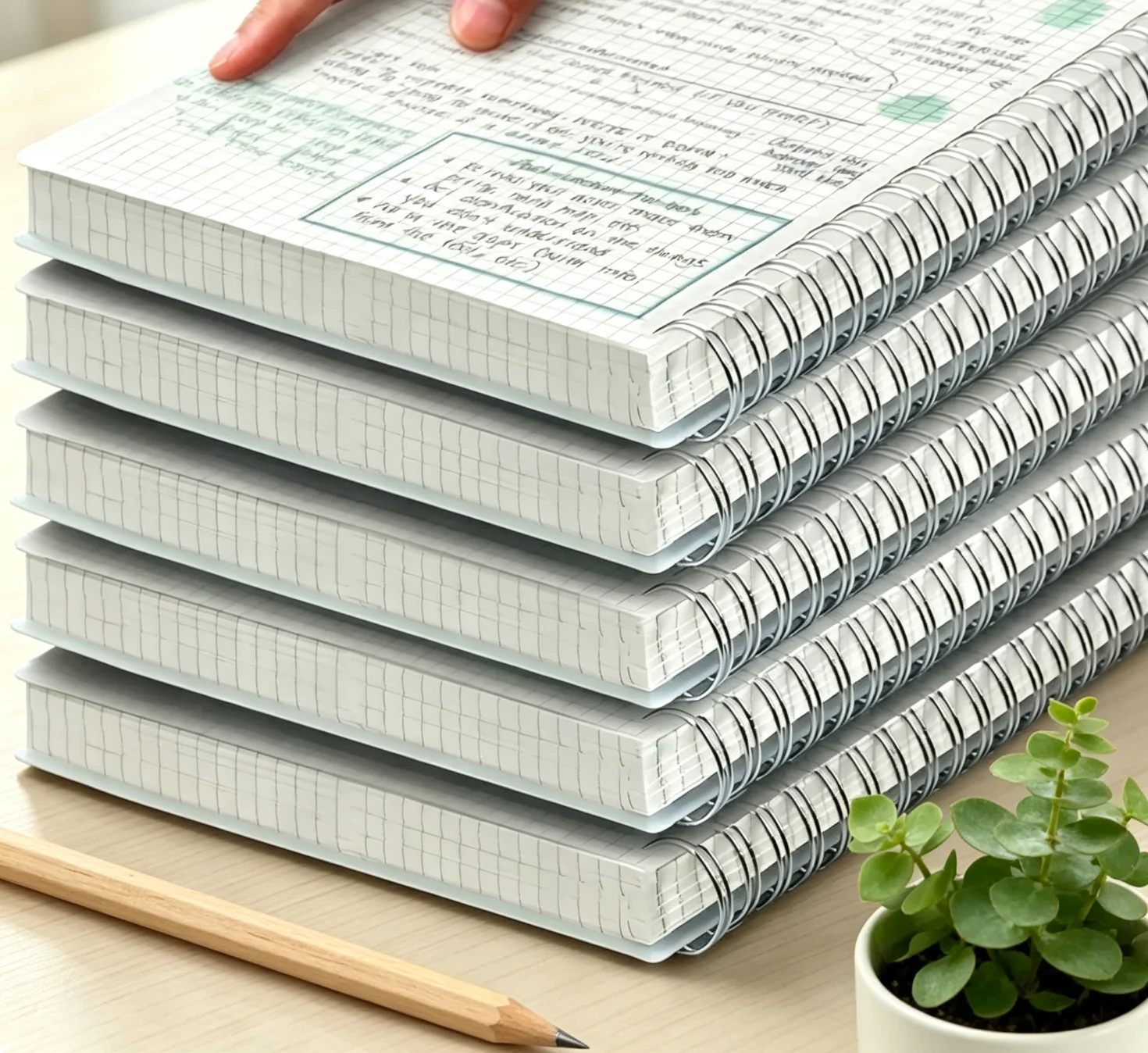 A4 A5 B5 Grid Spiral Notebook with Elastic Band, 240 Pages Square Coil Sketch Book, Drawing Draft Agenda Writing Pads for Office