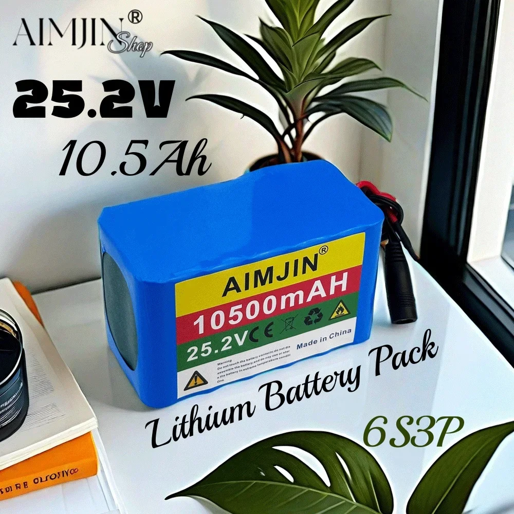 

6S3P 18650 Rechargeable Li-ion Battery Pack 25.2V 10500mAh Suitable for Electric Bikes and Mopeds Built-in BMS+25.2V 2A Charger