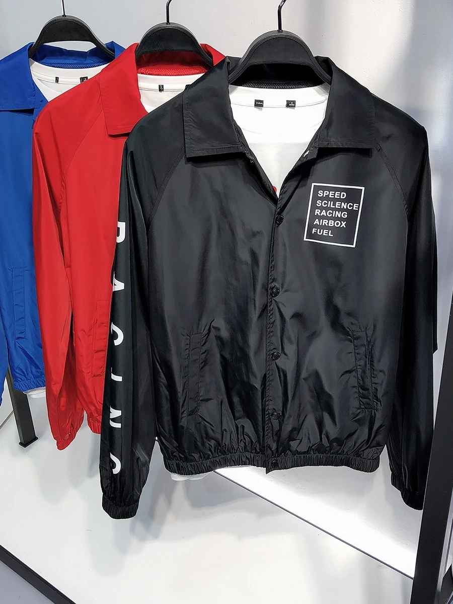 

Autumn Tee-Color Spor Casual Collared Jaet Lightweight Loose Fit Couple's Outerwear C83457 Polyester Long Sve Zipper...