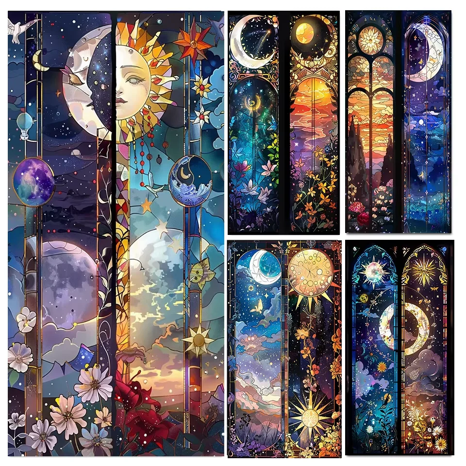 Diamant-Mosaik-Kunst DIY Landschaft Sonne Mond Diamant-Malerei-Set 5D Handgefertigte Wanddekoration Geschenk