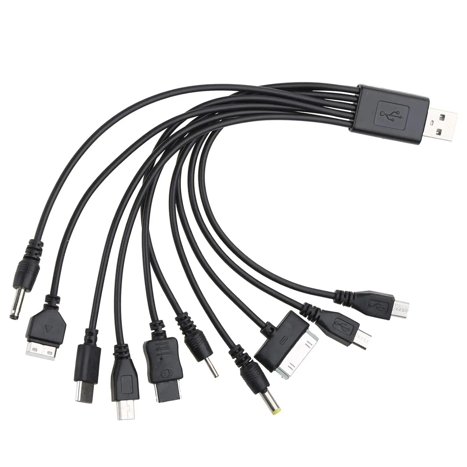 Universal Multi Pin Charger Cable 10 in 1 Multifunction USB Adapter Data Transfer Wire Cord for Earphone Speaker MP3 Player