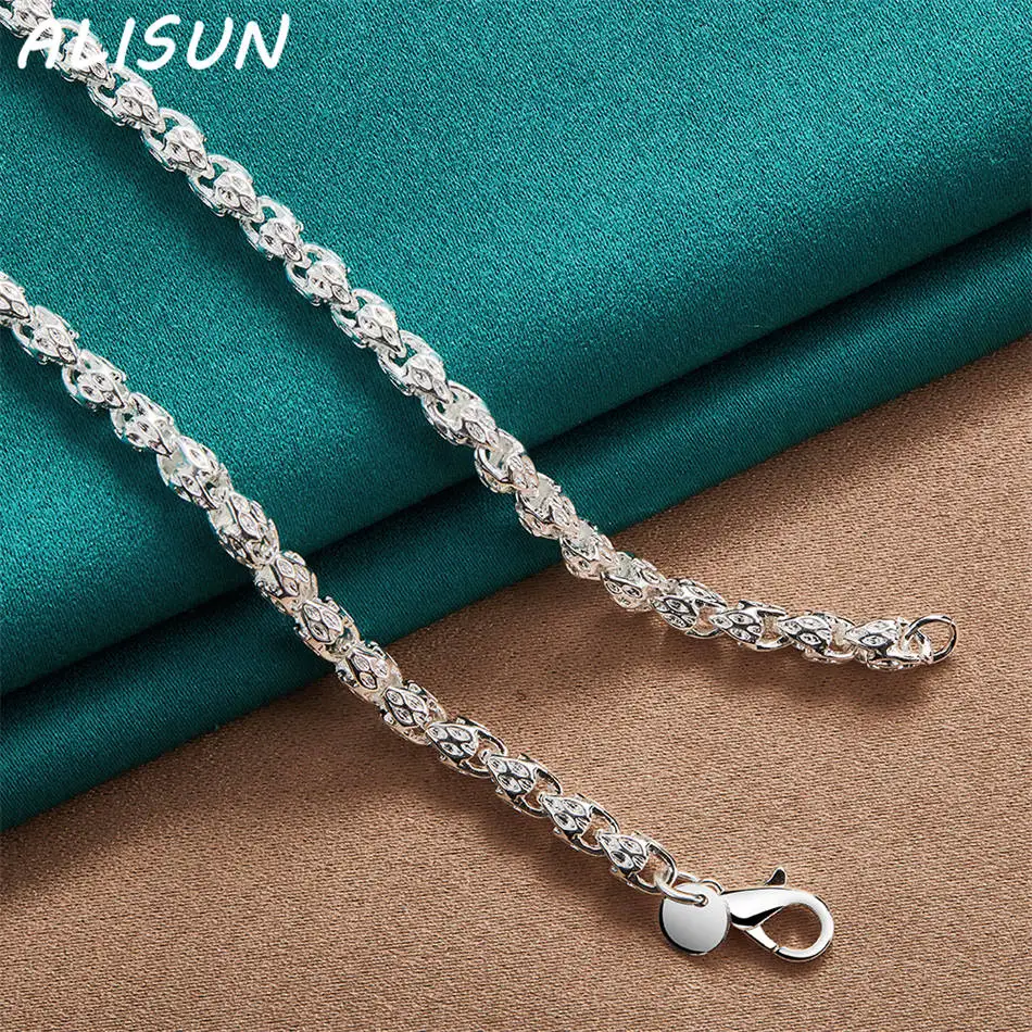 

ALISUN 925 Sterling Silver 50&60cm Geometric Necklace For Women Men Charm Trend Birthday Gifts Fashion Party