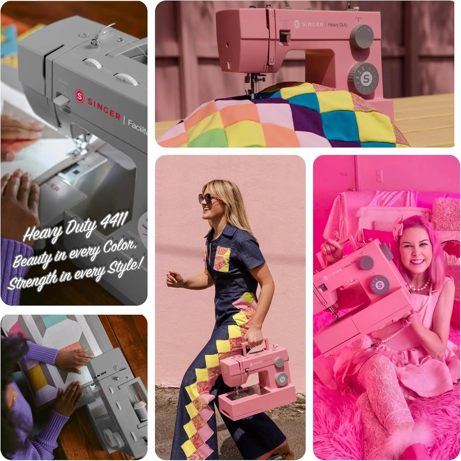 ماكينة خياطة عالية السرعة 4411 شديدة التحمل مع مجموعة ملحقات |   محرك قوي مع قوة ثقب محسنة، 69 تطبيقًا للغرز