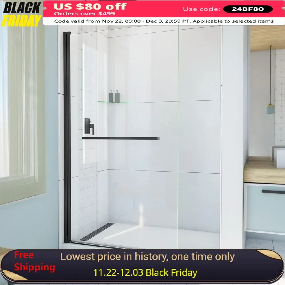 

Frameless Shower Door, 40“ X 72”, Semi-frameless 6mm Tempered Glass Panel for Walk-in Bathrooms, Shower Glass Screen