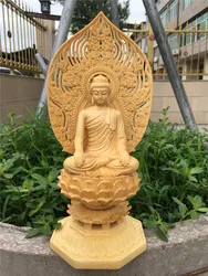 Sun Tathagata and Sakyamuni Buddha Statue, Expert Handicraft for Spiritual Elegance, Designed Wood Root Art, Muni