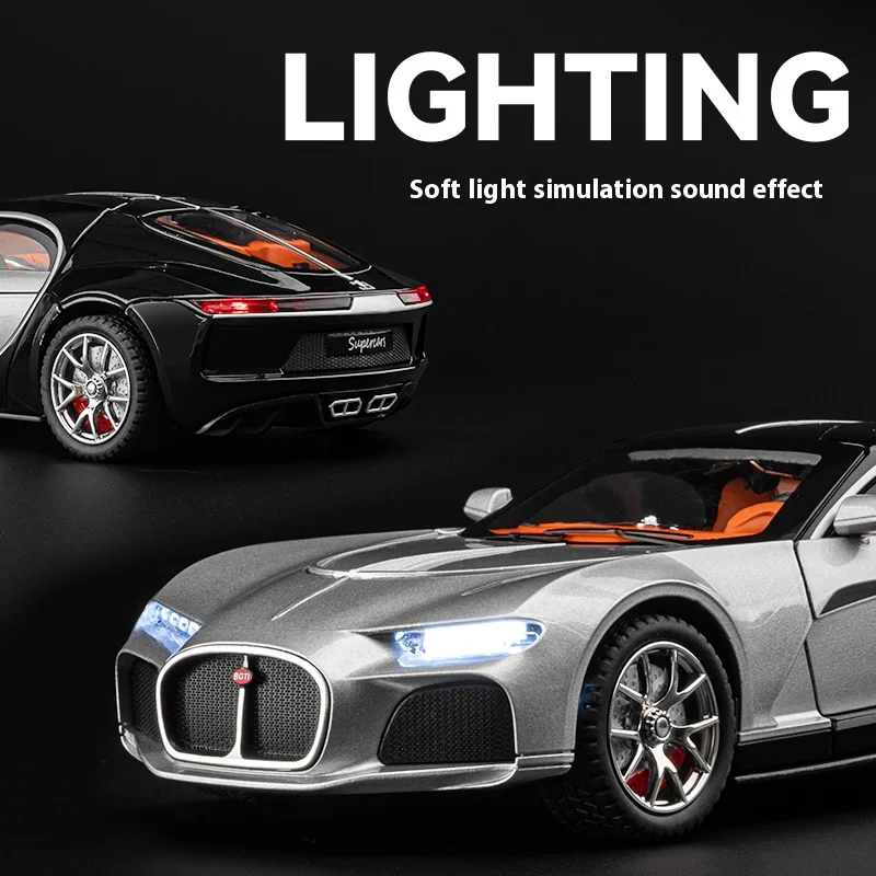 1:24 Cool Track-Sportwagen-Legierungsmodell, sanfte Beleuchtung, simulierter Soundeffekt, Kollisionsbeständigkeit und Fallbeständigkeit
