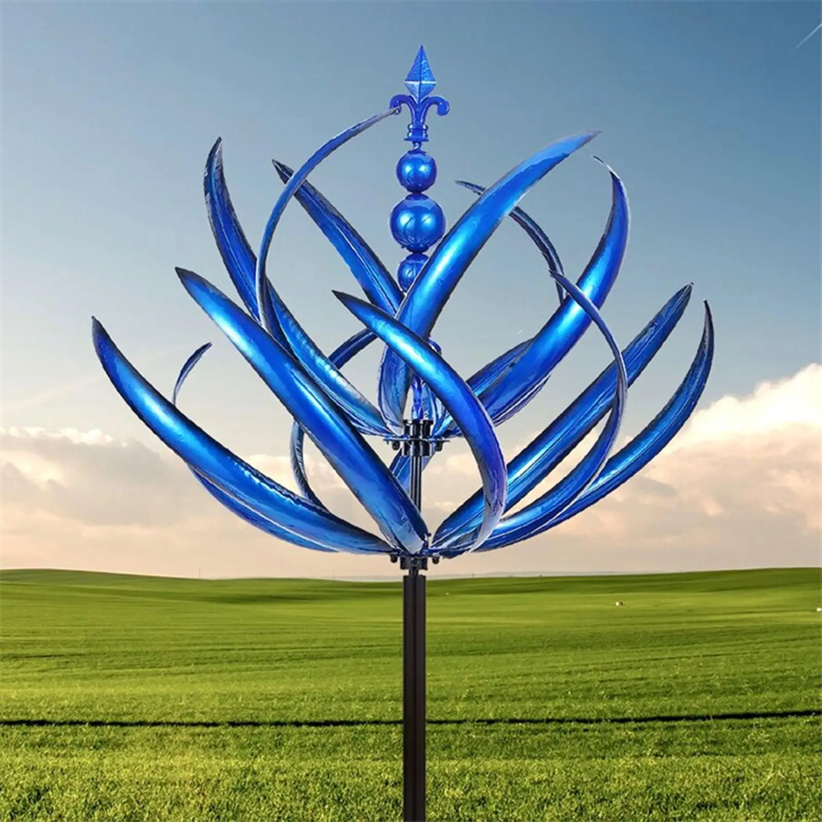 Wind Mill Pinwheel Landscape with Metal Garden Stake Wind Spinner Wind Sculpture for Patio Yard Lawn Ornament Decorative