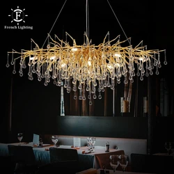 Nordic Luxury Gold Chandeliers for Living Room K9 Crystal Chandelier Fixture  LED Lighting Decor for Bedroom Cloth Shop