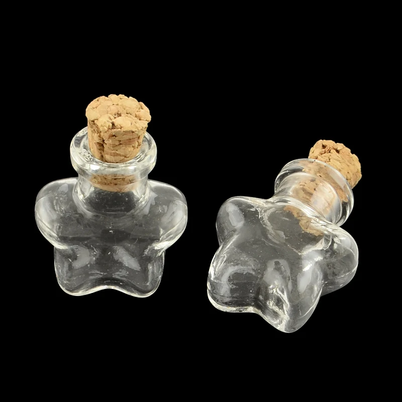 100pcs Wholesale Clear Star Glass Bottles Jars with Cork Stopper for Bead Containers Jewelry Packaging Display Crafts