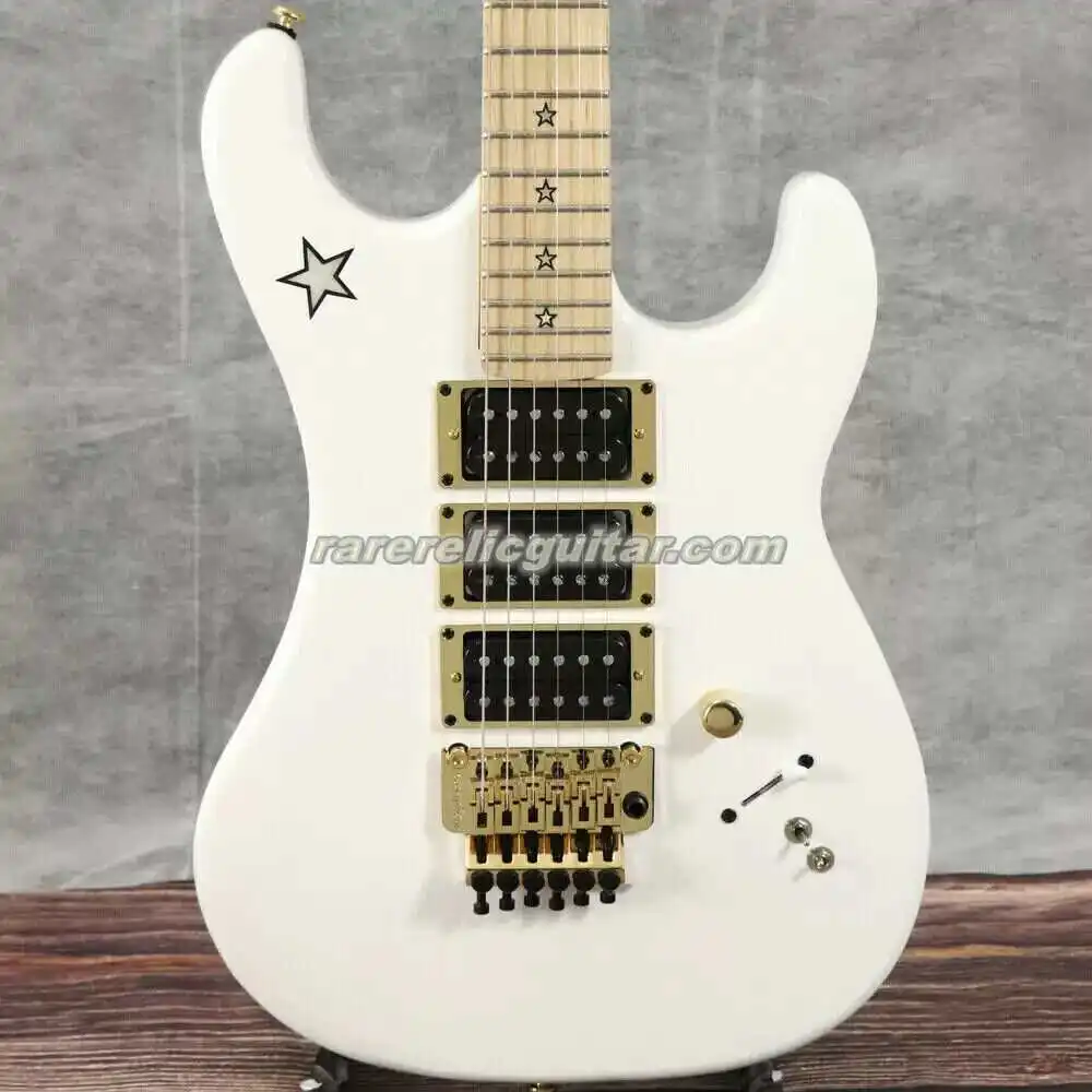 Jersey Star Ritchie Ivory White Electric Guitar Maple Fingerbaord Star Inlays Floyd Rose Tremolo Locking Nut Gold Hardware