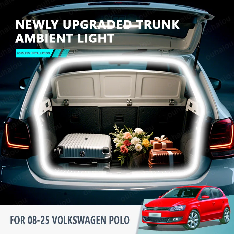 For 2008-2025 Volkswagen POLO Trunk Light Atmosphere Lights Modification Light Rear Trunk LED Light Bar White Warm White