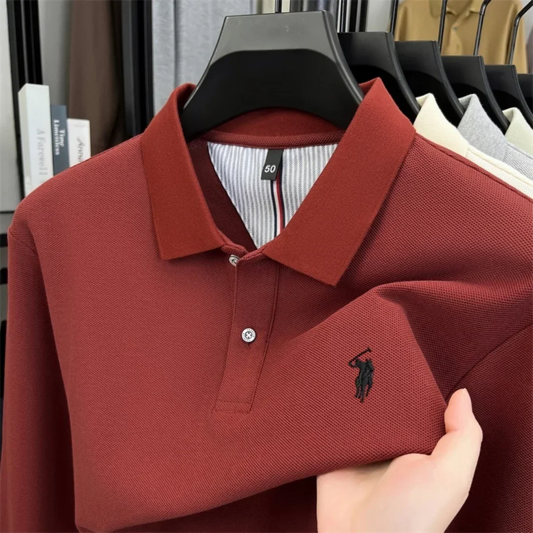 100 % reine Baumwolle, hochwertige Marke, Herren-Polohemd mit langen Ärmeln, Herbst-/Winterkollektion, modisches, luxuriöses Golfoberteil mit Stickerei, lässiges T-Shirt. – Detail 40