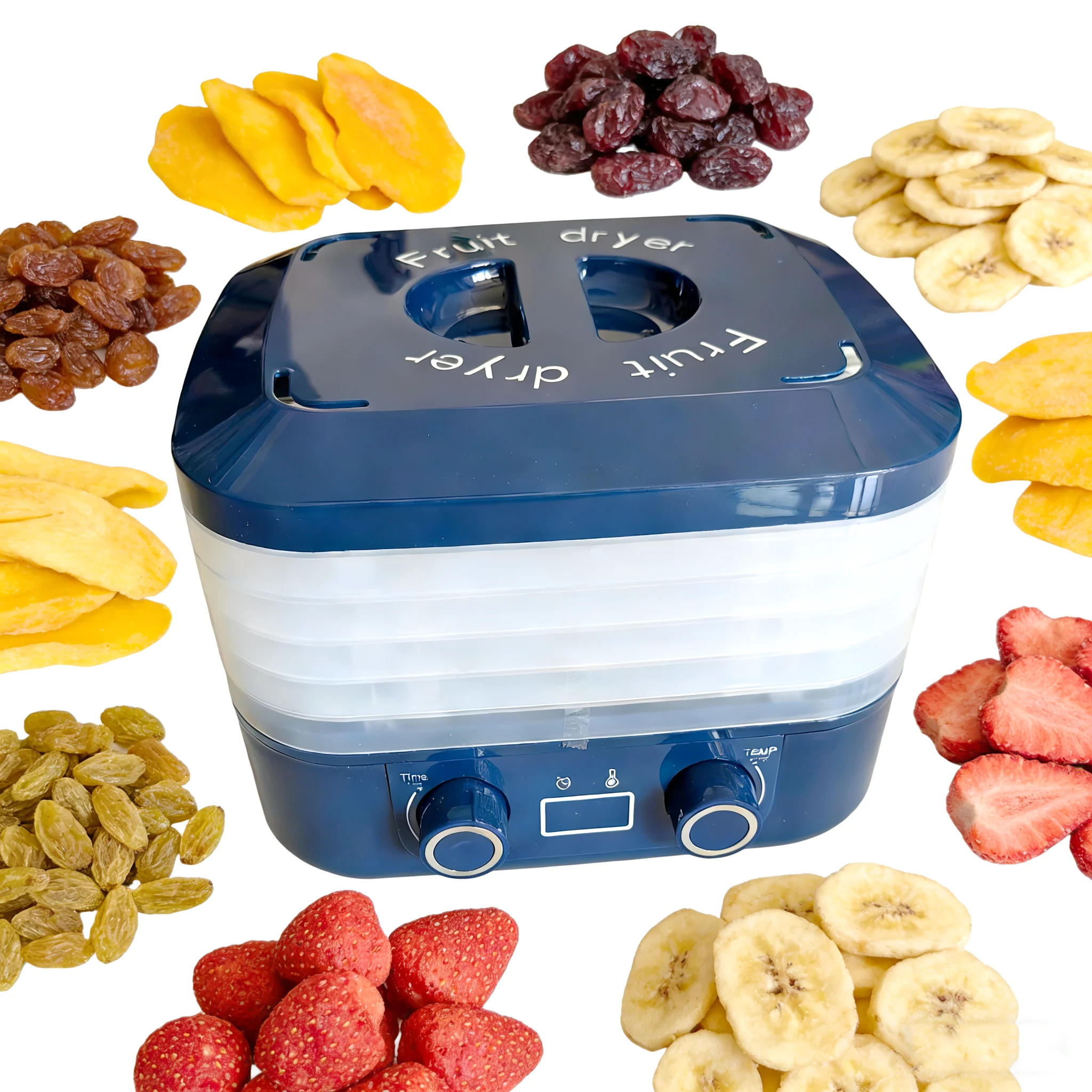 Lebensmittel-Dörrgerät mit 5 Ebenen, Obst-Trockner mit bis zu 48 Stunden Einstellung, Gefriertrockner, Leiser Dörrapparat mit LCD-Display und Timer