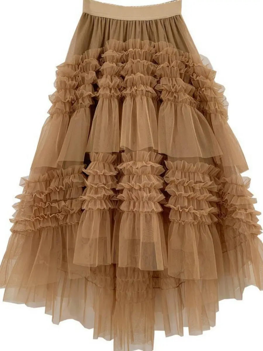 

Новая двухслойная пышная юбка Me, весна-лето, утягивающая передняя юбка с длинным хвостом, юбка миди f Body