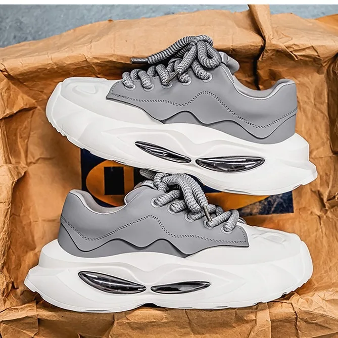 

Thick Sole Male Clunky Sneakers Fashion Height Increasing Men Shoes Wear It Outside Fitness Trainers Casual Sport Platform Shoes