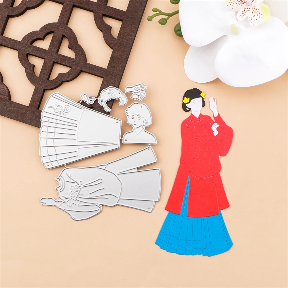 Metal Cutting Dies Elegant Chinese Girl Mould Knife for DIY Scrapbooking Decoration Paper Cards Embossing Dies 2024 Hot Sale