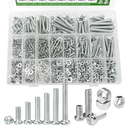 546pcs galvanized cross pan head screw and nut combination set, M3 M4 M5 M6 cross round head screw and nut washer