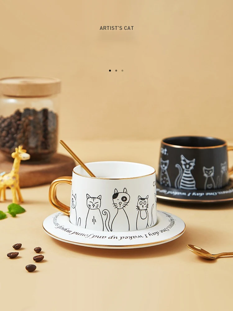 

Coffee Cup Set Small Delicate Afternoon Tea Light Luxury Breakfast Cup Lovers High-grade Ceramic Coffee Cups