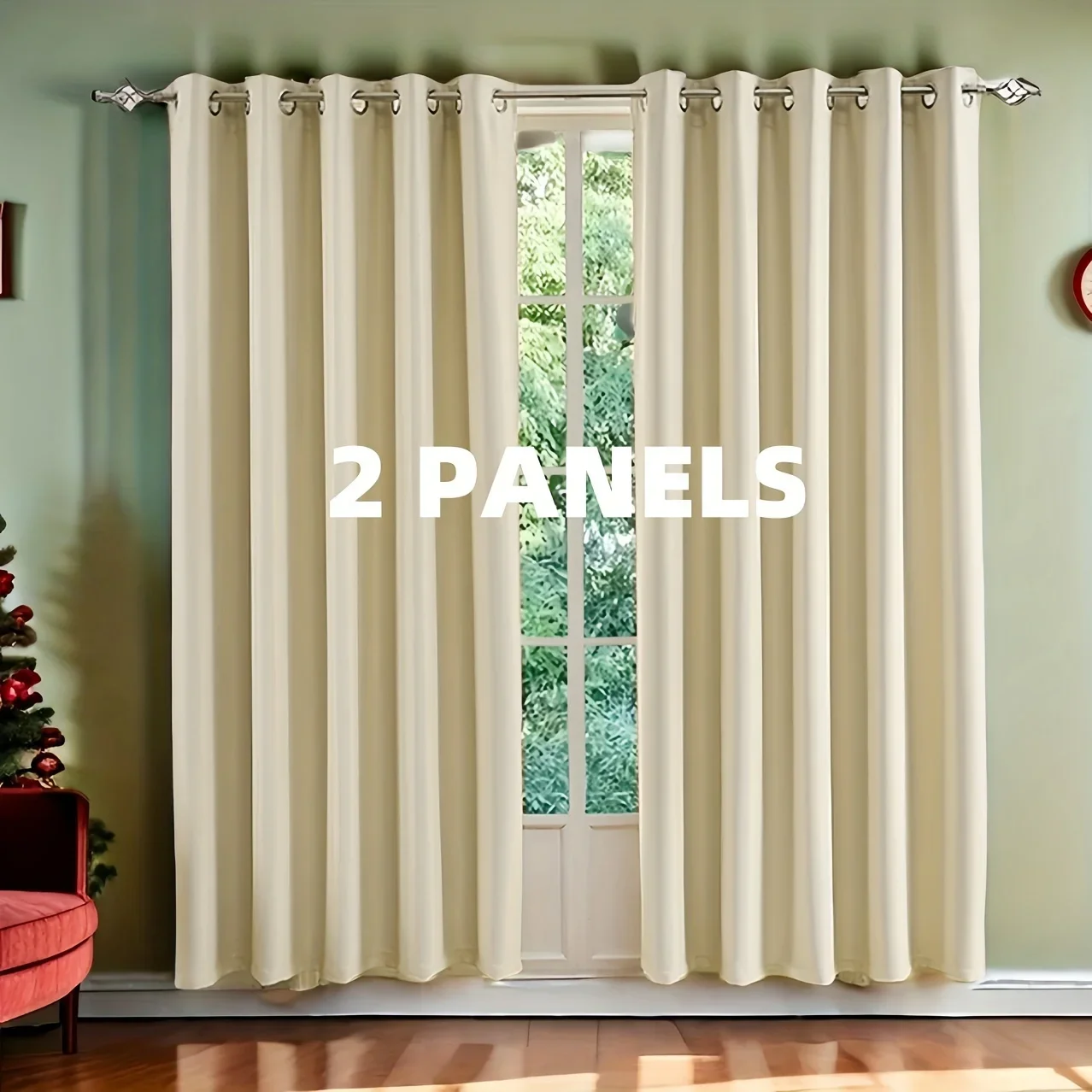 2 Panels  Solid Color Blackout Curtains with Heat Insulation&UV Protection - Grommet Top, Perfect for Living Room, Bedroom