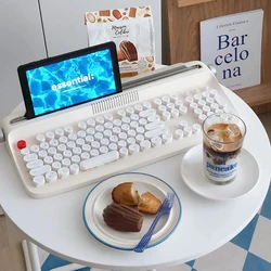 Fashion Korea Actto Bluetooth Typewriter Keyboard Retro Steampunk 108 Keys Dot Office Wireless Mechanical Keyboard B503