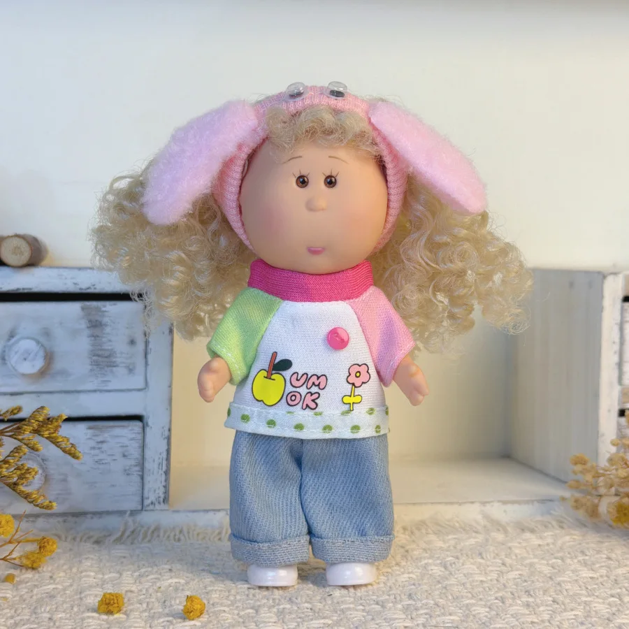 New 14cm Mini Potato Doll Clothes for Spanish Mia Doll, Dress & Overalls Set, Only Clothing, Doll Dress Up Outfits