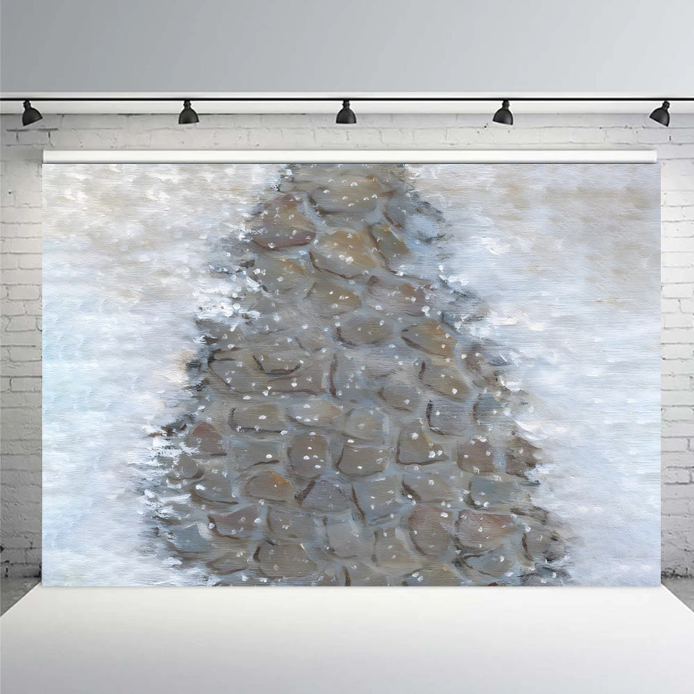 Winter Christmas Snow Brick Photography Background Stone Floor Baby Shower Cake Smash Kids Family Portrait Backdrop Studio Props
