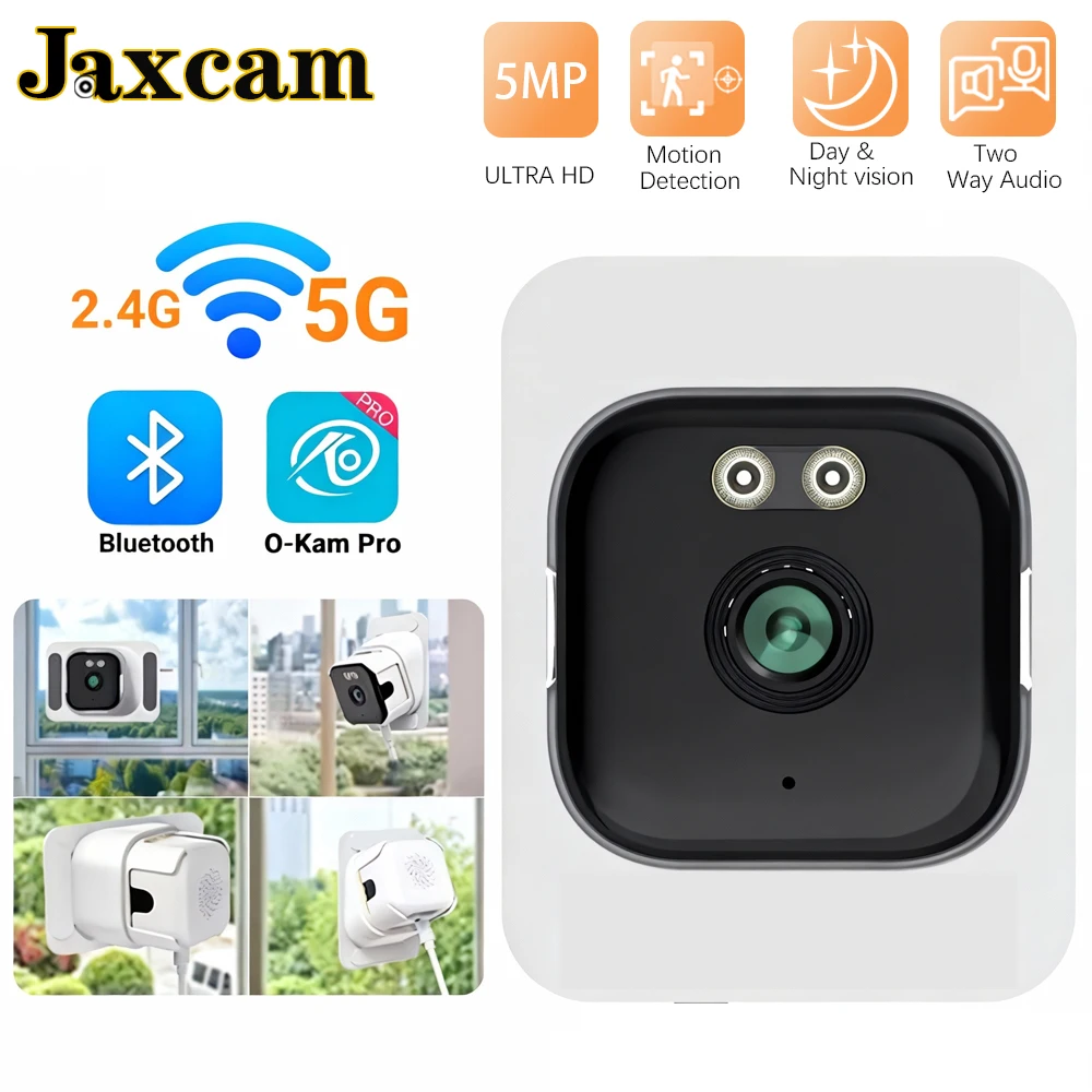 5MP HD Window Camera 5GHz WiFi Indoor Cameras For Home Security Color Night Vision Motion Detection 24/7 Recording Quick Install