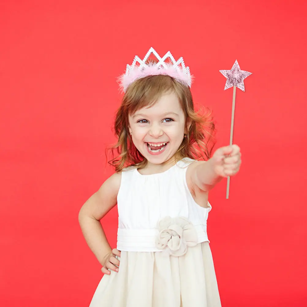 

2Pcs Bright Beautiful Star Shaped Wand Exquisite Craftsmanship Fairy Stick for Girls Birthday Halloween Fairy Tale Photo Prop