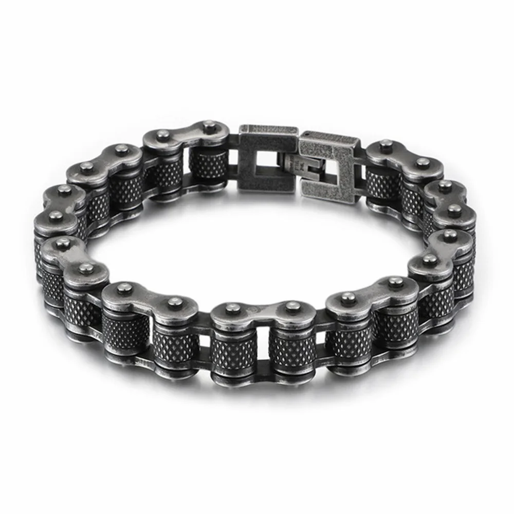

13MM Punk Rainbow Black Motorcycle Bicycle Chain Bracelet Men Women Hiphop Gold Color Stainless Steel Bike Biker Bangle Jewelry