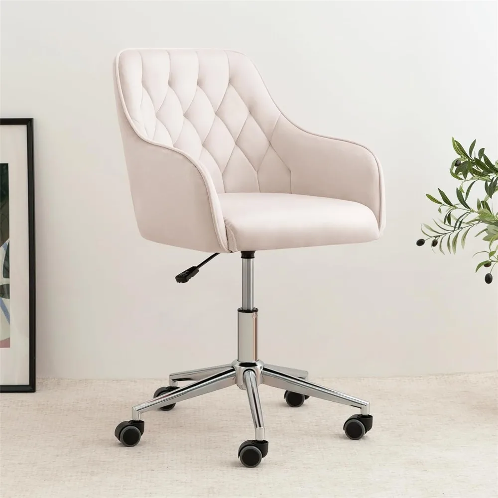 

Velvet Office Chair Vanity Chair for Makeup with Wheels and Back Home Office Chair Adjustable Rolling Swivel Chair