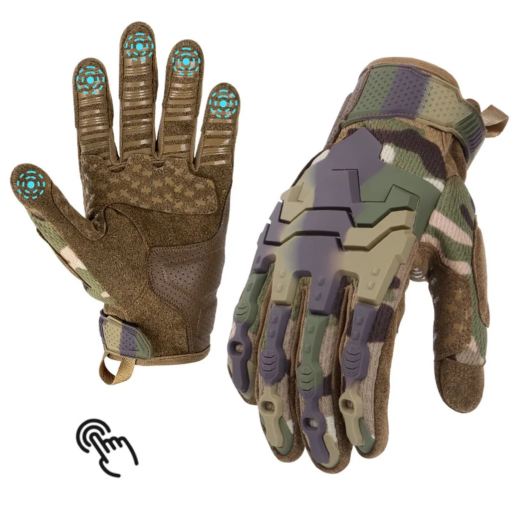 Outdoor Ice Silk Full-Finger Tactical Gloves for Motorcycle Riding Touchscreen Compatible Anti-Slip Breathable Wear-Resistant