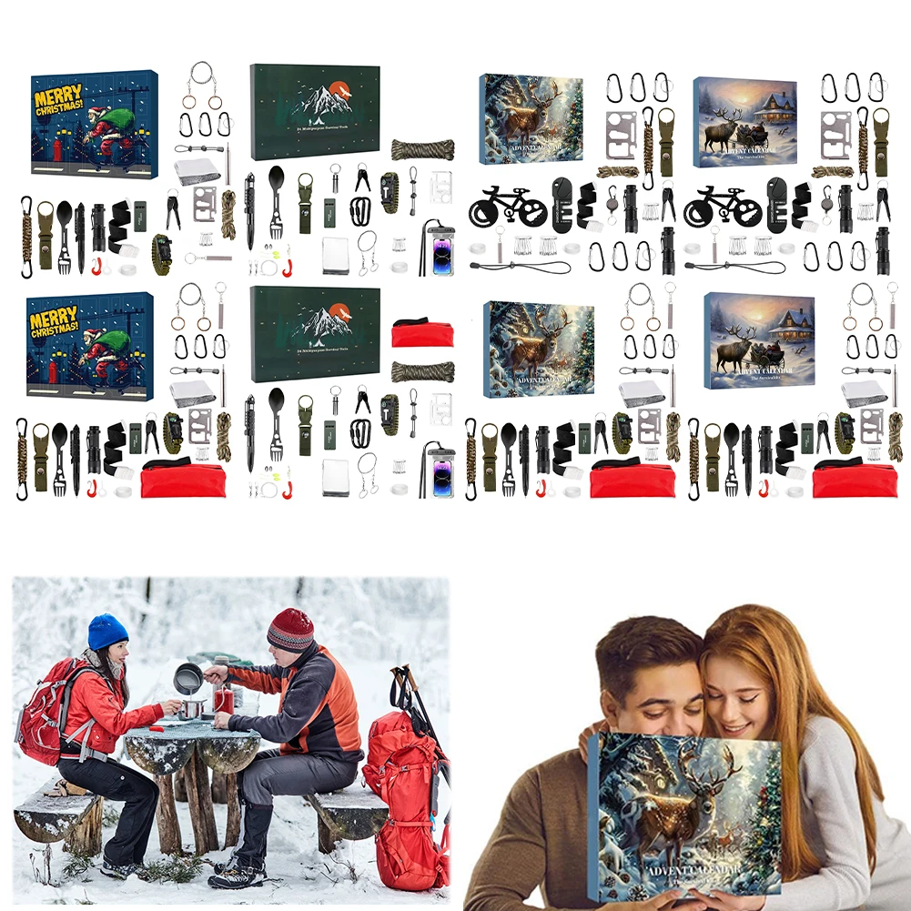 Survival Kit Advent Calendar 2024 Survival Tools Christmas Calendar Christmas Countdown Calendar for Men Teenagers Boys