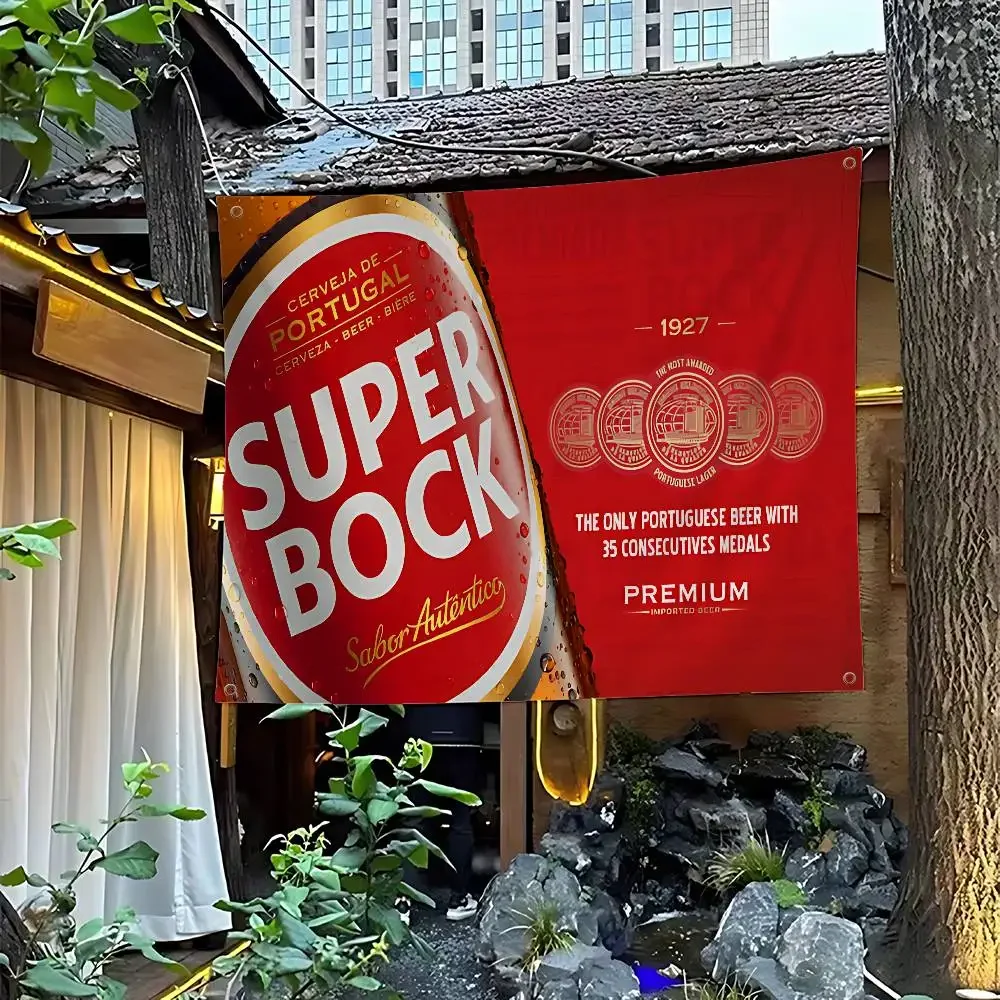 Bandera Publicitaria Comercial con Logotipo de Super Bock, Impresión Avanzada, para Fiestas de Empresa