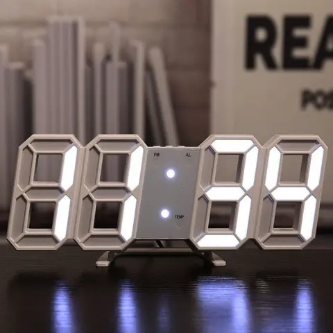 Simple Fashion Electronic Clock 3D Luminous Digital Clock Voice-activated Silent Alarm Clock Creative Desktop Clock