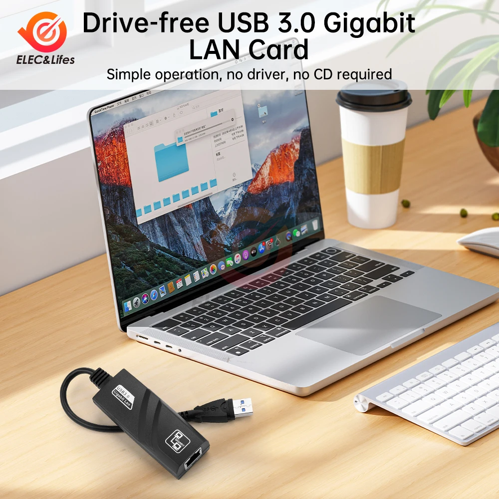 1000Mbps USB3.0 To Rj45 Network Adapter RTL8153 Lan Ethernet Adapter 10/100/1000Mbps Network Card For Macbook Laptop Win10/11