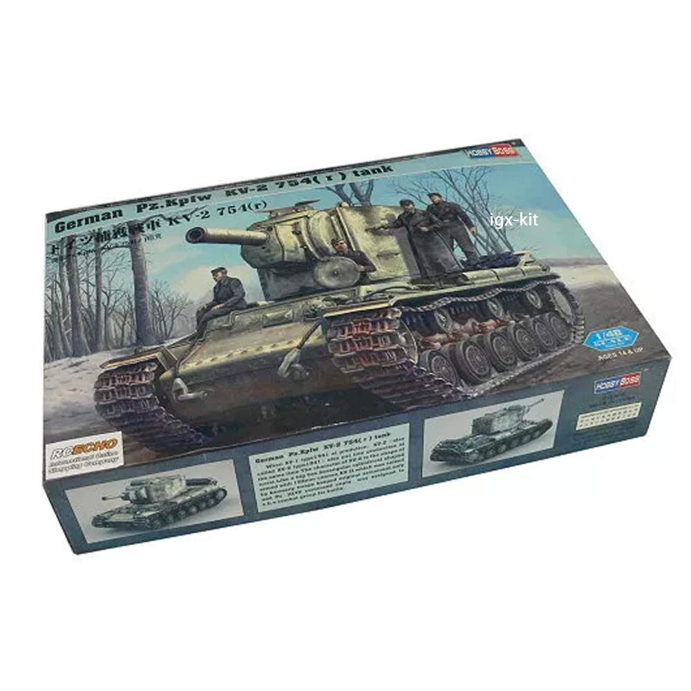 Hobbyboss Plastic Assembly Model Building Kit, Alemão Pzkpfw KV2 KV-2 754 R Tanque Vehicle, Hobby Craft Toy, 84819, 1 48 Escala