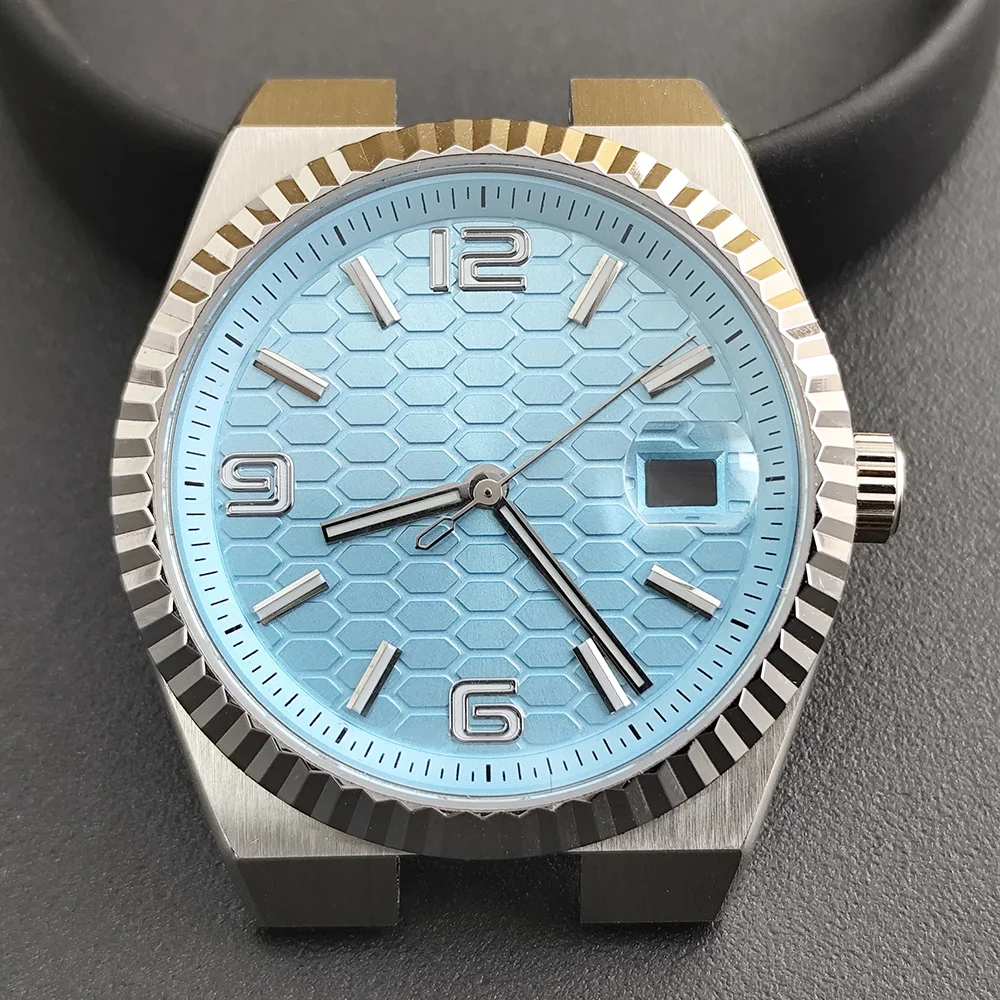 High quality NH35 watch silver case 39.5mm sapphire glass mirror accessories suitable for NH35 movement 33.8mm dial